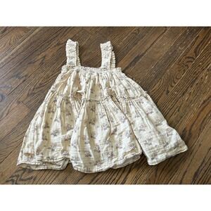 Rylee + Cru Dress Girls 4-5Y Cream Cotton Floral Smocked Sleeveless Boho
